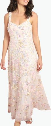 Needle & Thread Sequin Paradise Sweetheart Ankle Gown in Swan White/multi at Nordstrom, Size 14