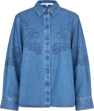 Second Female Dames, Blouses & Shirts, Blauw, Maat: S Denim