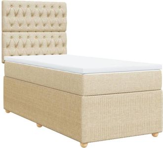 vidaXL Cama Box Spring Con Colch&oacute;n Tela Color Crema 80x200 Cm Vidaxl