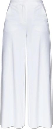 Max Mara Corona Broeken - Dames - Wijde Broeken - Wit - S - Leer - Broeken