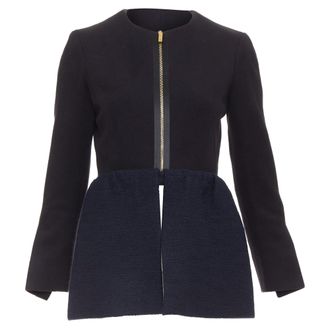 The Row Loxton structured wool peplum gold zip coat