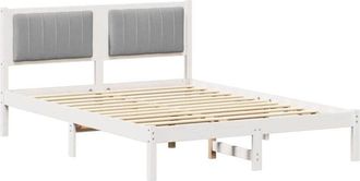 vidaXL Bed Frame with Upholstered Headboard Light Grey 140 x 190 cm vidaXL