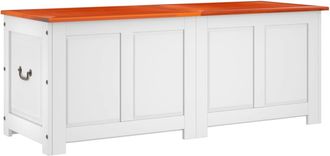 vidaXL Ba&uacute;l De Almacenaje Con Tapa Madera De Acacia Marr&oacute;n Y Blanco Vidaxl