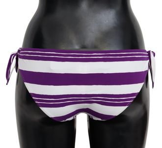 Dolce & Gabbana Purple White Stripes Beachwear Bikini Womens Bottom