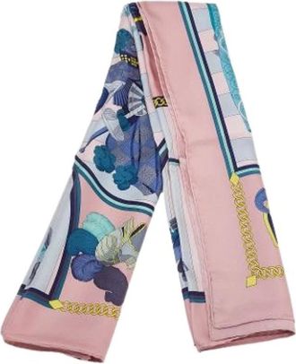 Herm&egrave;s Pre-owned Scarves, female, Pink, Size: ONE SIZE Pre-owned Vintage Silk Scarf