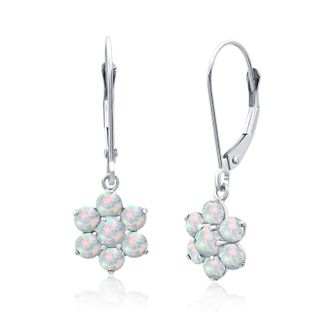 MAX + STONE Solid 14K Yellow or White Gold Gemstone Flower Shape Dangle Earrings