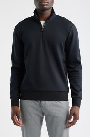 BOSS Sidney Quarter Zip Pullover in Black at Nordstrom Rack, Size Medium