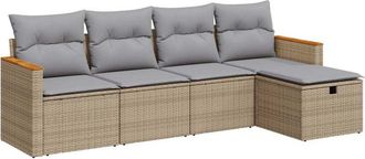 vidaXL Vidaxl - Juego De Sof&aacute;s Jard&iacute;n Con Cojines 5 Pzas Rat&aacute;n Sint&eacute;tico Beige