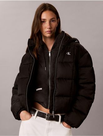 Calvin Klein Jeans Calvin Klein Womens Satin Logo Puffer Jacket - Black - XL