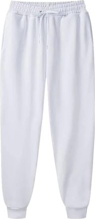 Generic Womens Joggers Casual Sweatpants UK Drawstring Elastic Waist Tracksuit Bottoms With Side Pockets Autumn Winter Cotton Cuffed Plain Athletic Trousers L