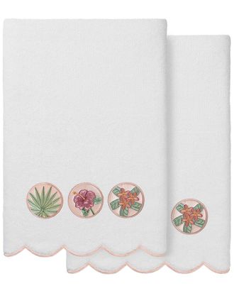 Linum Home Textiles 100% Turkish Cotton Maui Scallop 2Pc Embellished Bath Towel Set