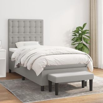 vidaXL Vidaxl - Cama Box Spring Con Colch&oacute;n Tela Gris Claro 100x200 Cm