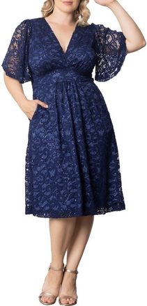 Kiyonna Starry Sequin Lace Fit & Flare Cocktail Dress in Nocturnal Navy at Nordstrom, Size 0X