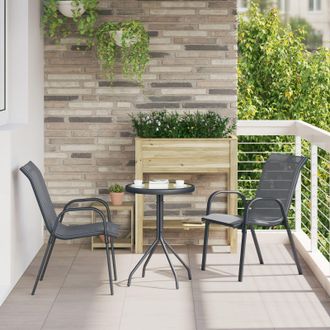 Berkfield Home 3 Piece Garden Bistro Set Anthracite Textilene & Steel in Grey