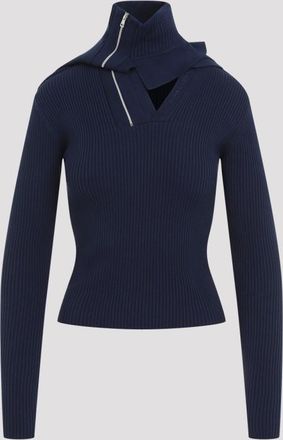 Y / Project Navy Blue Pinched Shoulder Fitted Pullover