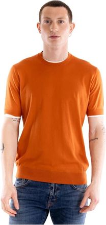 Paolo Pecora Ronde hals gebreid - Heren - Ronde hals truien - Oranje - XL - Katoen - Truien & Vesten