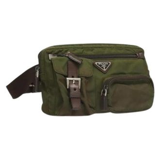 Prada Pre-owned Nylon crossbody-bags - Dames - Pre-owned - Groen - Maat: ONE Size Nylon