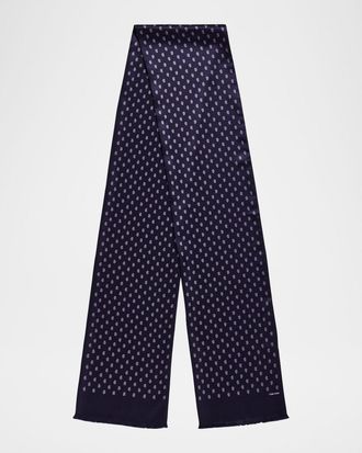 Tom Ford Men & apos;s Micro Paisley-Print Mulberry Silk Scarf