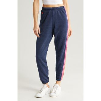 Aviator Nation Stripe Sweatpants in Heather Navy Neon at Nordstrom, Size X-Small