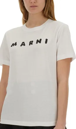 Marni Logo Cotton Knit T-Shirt - White