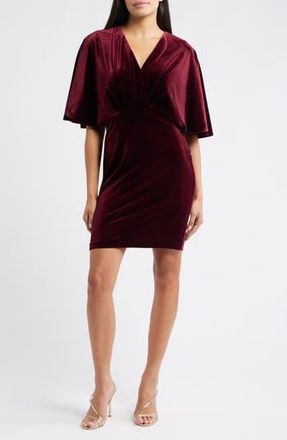 Eliza J Dolman Sleeve Velvet Sheath Dress in Wine at Nordstrom Rack, Size 10