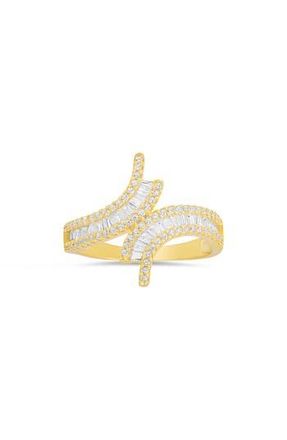 Queen Jewels Baguette Cut Cubic Zirconia Bypass Ring in Gold at Nordstrom Rack, Size 10