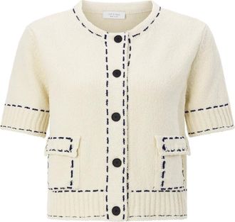 Rich & Royal CNK Cropped Mango Yarn Cardi - Knitwear - Mujer - Blanco - S