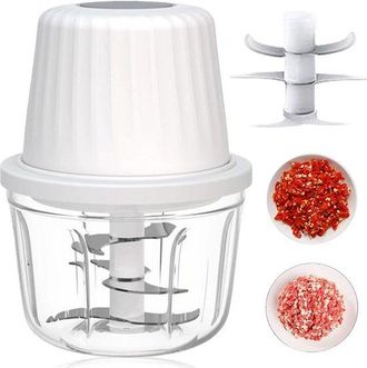OEM Picadora El&eacute;ctrica, Usb, 400 Ml, 6 Cuchillas, Recargable Por Usb, Mini Picadora Port&aacute;til, Licuadora, Cortador De Ajos Inal&aacute;mbrico, Blanco