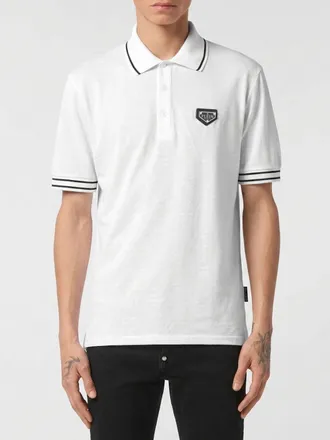 Philipp Plein Polo a maniche corte in cotone con logo a contrasto e colletto classico