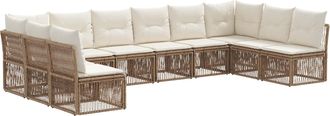 vidaXL Conjunto De Sof&aacute;s De Jard&iacute;n 10 Uds. Beige Rat&aacute;n Sint&eacute;tico Vidaxl
