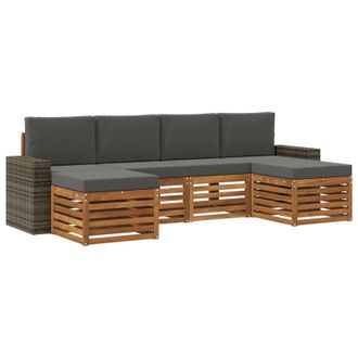 vidaXL Juegos De Sof&aacute;s Con Coj&iacute;n 6 Pcs Natural Y Antracita Vidaxl