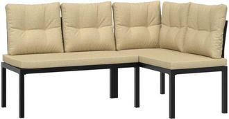 vidaXL Bancos Jard&iacute;n Y Cojines 2 Pzas Acero Recubrimiento Polvo Negro Vidaxl