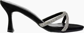 XY London Womens XY London Womens/Ladies Abby Diamante Strappy Stiletto Heel Mule Sandals - Black - Size: 6