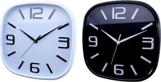 Trade Shop Trade Shop - Orologio Parete Muro Quadrato Analogico Casa Arredamento 30cm Bianco Nero 206959