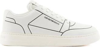 Emporio Armani Sneakers in pelle con logo - Bianco