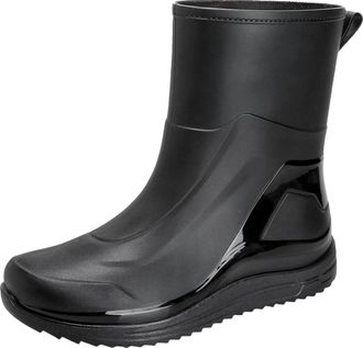 Generic Mens Deck Boots Mens Rubber Boots for Gardening Fishing Boating Camping Sailing Waterproof Fishing Rain Boots with High Traction (Black, 8.5)