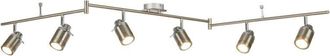 Searchlight Samson - Foco de techo para baño con 6 luces, barra plateada satinada IP44, GU10 - Searchlight