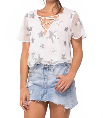Show me your Mumu Oasis Lace Up Crop Top In Star Bright