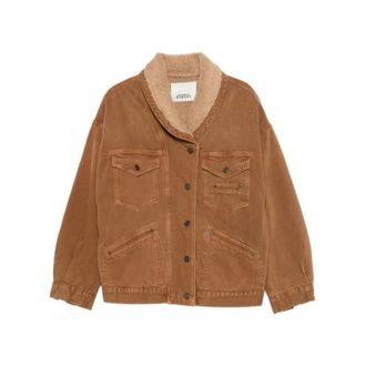 Isabel Marant Denim faux fur jacket shawl collar
