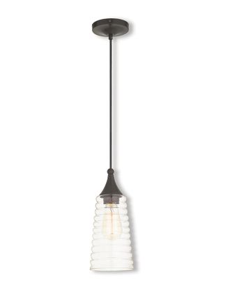 Livex Lighting Livex Art Glass 1-Light English Bronze Mini Pendant