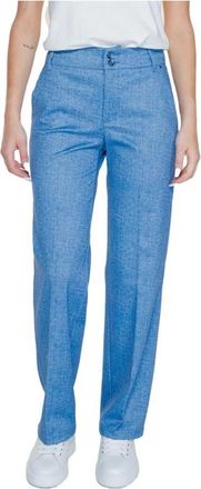 Street One Blauwe Palazzo Broek Lichtgewicht Flexibele Pasvorm - Dames - Straight fit broeken - Blauw - L - Polyester - Broeken