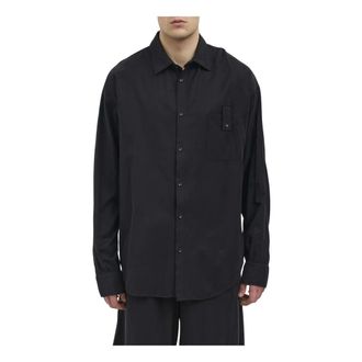 Andrea Ya'aqov Casual Shirts, male, Black, Size: M Camicia Over in Cupro e Cotone