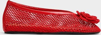 Ganni Womens Jenny scarlet mesh ballet flats Women