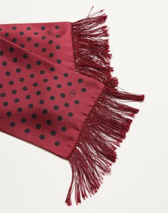Valentino Garavani Scarf Bandeaux Plusdepois In Seta Con Frange Uomo ROSSO/NERO UNI