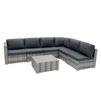 MonsterShop Rattan Modular 7 Piece Furniture Set - Grey