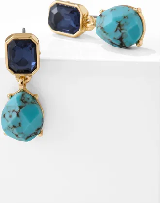 Talbots Precious Stones Drop Earrings - Turquoise/Gold - 001 Talbots