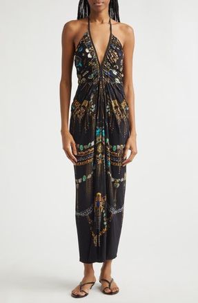 Camilla Amulets & Alchemy Print Gathered Jersey Halter Neck Dress in Amulets And Alchemy at Nordstrom, Size X-Small