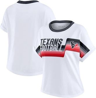 WEAR by Erin Andrews Womens WEAR by Erin Andrews White Houston Texans Cropped Center Stripe Dolman T-Shirt at Nordstrom, Size Xx-Large