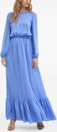 Luisa Spagnoli Abito lungo con ruches e maniche a palloncino - Blu