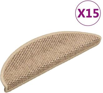 vidaXL Vidaxl - Alfombrilla Autoadhesiva Escalera Sisal 15 Uds Arena 56x17x3 Cm